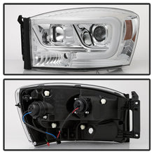 Load image into Gallery viewer, Spyder Dodge Ram 1500 06-08 V2 Projector Headlights - Light Bar DRL - Chrome (PRO-YD-DR06V2-LB-C)