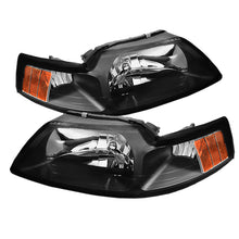 Carica l&#39;immagine nel visualizzatore di Gallery, Xtune Ford MUStang 99-04 OEM Amber Headlights Black HD-JH-FM99-AM-BK