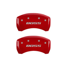 Laden Sie das Bild in den Galerie-Viewer, MGP Rear set 2 Caliper Covers Engraved Rear Boss Red finish silver ch