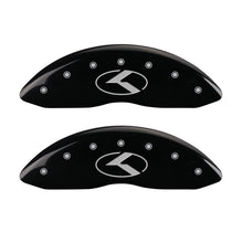 Load image into Gallery viewer, MGP 4 Caliper Covers Engraved Front &amp; Rear Circle K/Kia Black finish silver ch