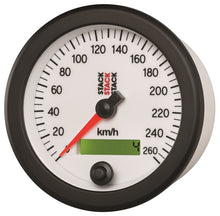 Charger l&#39;image dans la galerie, Autometer Stack Instruments 88MM 0-260 KM/H Programmable Speedometer - White