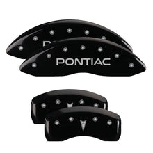 Laden Sie das Bild in den Galerie-Viewer, MGP 4 Caliper Covers Engraved Front Pontiac Rear Arrow Black Finish Sil Char 2004 Pontiac Bonneville