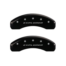 Load image into Gallery viewer, MGP 4 Caliper Covers Engraved Front &amp; Rear Explorer Black finish silver ch