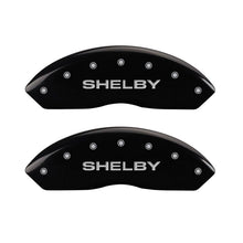 Laden Sie das Bild in den Galerie-Viewer, MGP 4 Caliper Covers Engraved Front Shelby Engraved Rear Tiffany Snake Black finish silver ch