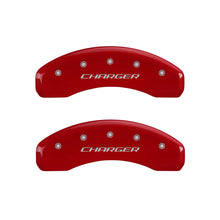 Cargar imagen en el visor de la galería, MGP 4 Caliper Covers Engraved Front &amp; Rear Block/Charger Red finish silver ch