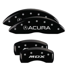 Laden Sie das Bild in den Galerie-Viewer, MGP 4 Caliper Covers Engraved Front Acura Engraved Rear MDX Black finish silver ch