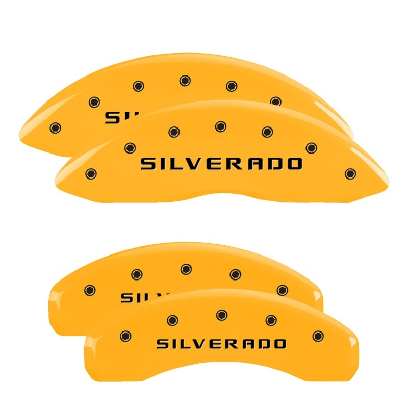 MGP 4 Caliper Covers Engraved Front & Rear Silverado Yellow Finish Black Char 2005 Chevrolet Astro