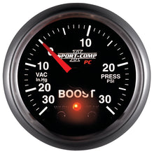 Laden Sie das Bild in den Galerie-Viewer, Autometer Sport-Comp II 52mm 30 IN HG / 30 PSI Electronic Boost/Vacuum Gauge