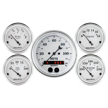 Cargar imagen en el visor de la galería, Auto Meter Speedometer 3-3/8in and 2-1/16in 5 Piece Old Tyme White Gauge Kit