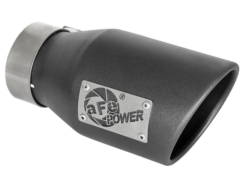 aFe MACH Force-Xp 3in 304 SS Metallic Black Exhaust Tip 3in In x 4-1/2in Out x 9in L Clamp-On Right