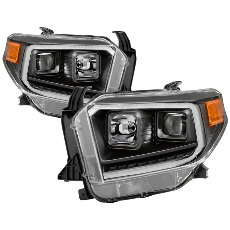 xTune 14-17? Toyota Tundra DRL LED Light Bar Projector Headlights - Black (PRO-JH-TTU14-LB-BK)