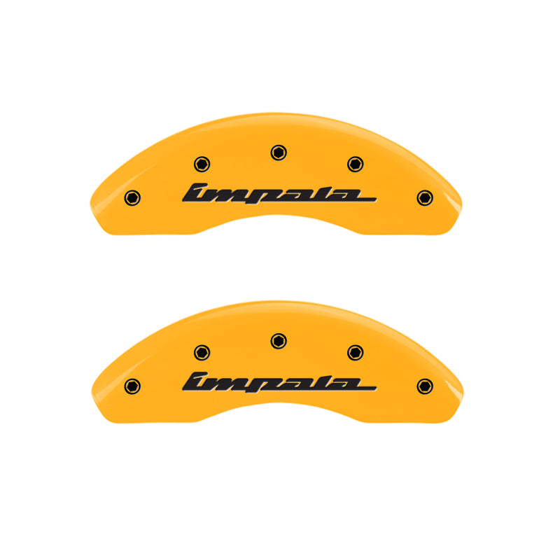 MGP 4 Caliper Covers Engraved Front & Rear Impala Yellow Finish Black Char 2002 Chevrolet Impala