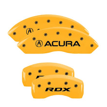 Load image into Gallery viewer, MGP 4 Caliper Covers Engraved Front Acura Rear RDX Yellow Finish Black Char 2016 Acura RDX