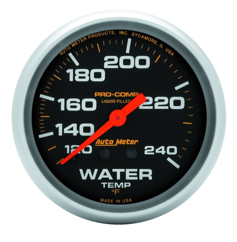 Autometer Liquid Filled Mechanical 66.7mm 120-240 deg F Water Termperature Gauge Includes 12' Tubing