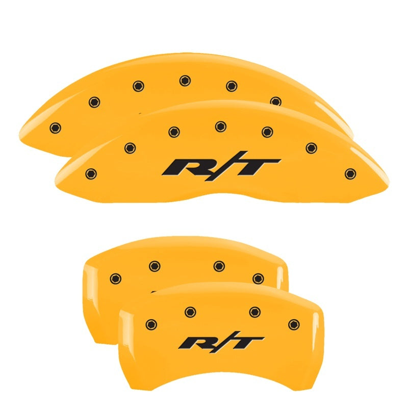 MGP 4 Caliper Covers Engraved Front & Rear RT1-Truck Yellow Finish Black Char 2006 Dodge Charger