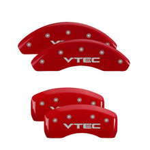 Laden Sie das Bild in den Galerie-Viewer, MGP 4 Caliper Covers Engraved Front &amp; Rear Vtech Red finish silver ch