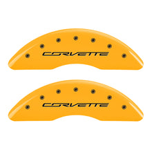 Cargar imagen en el visor de la galería, MGP 4 Caliper Covers Engraved Front &amp; Rear C7/Corvette Yellow finish black ch