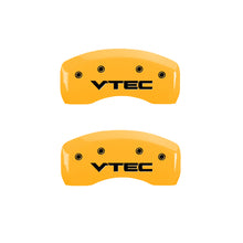 Cargar imagen en el visor de la galería, MGP 4 Caliper Covers Engraved Front &amp; Rear Vtech Yellow Finish Black Char 2004 Acura RSX