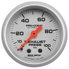 Load image into Gallery viewer, Autometer Ultra-Lite 52mm 0-100 PSI Mechanical Exhaust Pressure Gauge