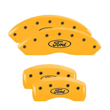 Laden Sie das Bild in den Galerie-Viewer, MGP 4 Caliper Covers Engraved Front &amp; Rear Oval logo/Ford Yellow finish black ch