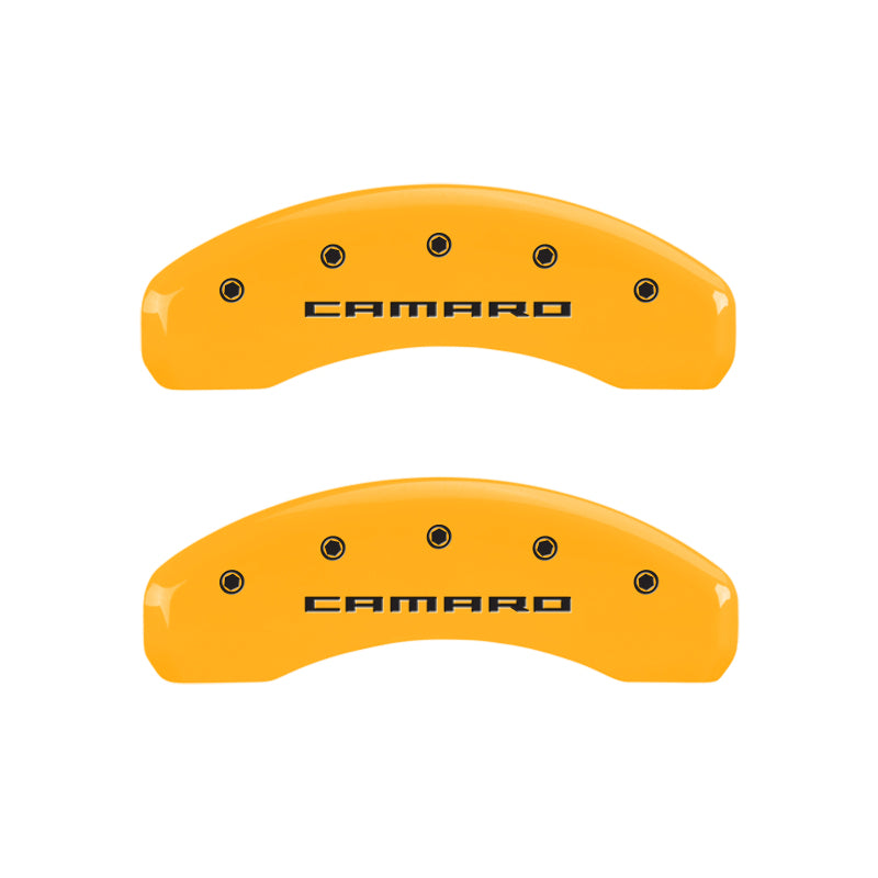 MGP 4 Caliper Covers Engraved Front & Rear Gen 5/Camaro Yellow finish black ch