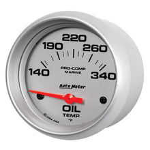 Laden Sie das Bild in den Galerie-Viewer, Autometer Marine Silver Ultra Lite Electric Oil Temperature Gauge 2-5/8in 140-300 Deg F