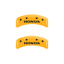 Load image into Gallery viewer, MGP 4 Caliper Covers Engraved Front &amp; Rear Honda Yellow finish black ch