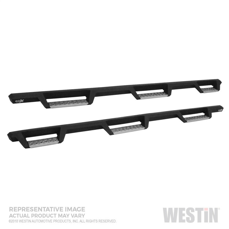 Westin 2019 Chevrolet Silverado/Sierra 1500 (5.5ft) Drop Wheel to Wheel Nerf Step Bars - Txt Black