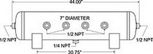 Carica l&#39;immagine nel visualizzatore di Gallery, Firestone Air Tank 20 Gallon 12in. x 44in. (6) 1/2in. NPT Ports 150 PSI Max - Black (WR17609277)