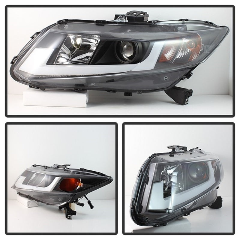 Spyder Honda Civic 2012-2014 Projector Headlights - Light Bar DRL Black PRO-YD-HC12-DRL-BK