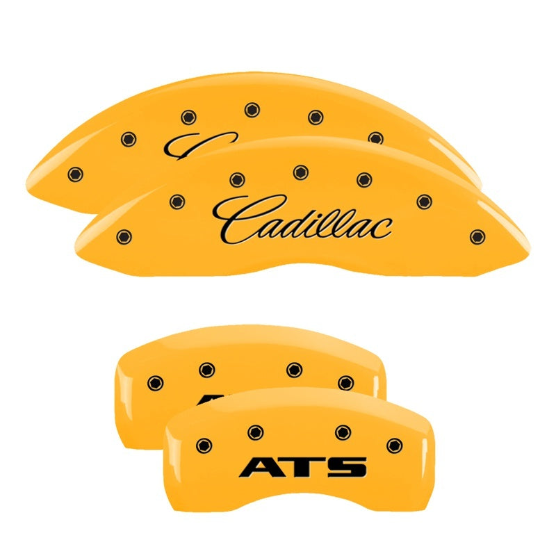 MGP 4 Caliper Covers Engraved Front Cadillac Engraved Rear ATS Yellow finish black ch