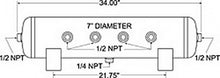 Carica l&#39;immagine nel visualizzatore di Gallery, Firestone Air Tank 5 Gallon 7in. x 34in. (6) 1/2in. NPT Ports 150 PSI Max - Black (WR17609248)