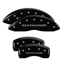 Load image into Gallery viewer, MGP 4 Caliper Covers Engraved Front &amp; Rear With out stripes/Dodge Black finish silver ch