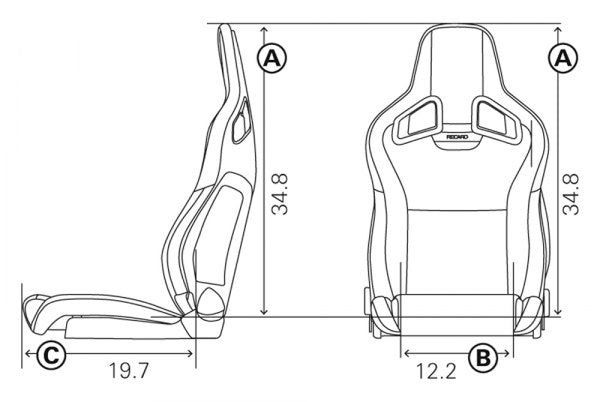 Recaro® - Cross Sportster ORV Series Driver Side Seat,Vinil Black Bolster & Vinyl Gray Insert (414.1OR.3206) - 2to4wheels