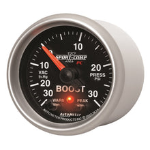 Laden Sie das Bild in den Galerie-Viewer, Autometer Sport-Comp II 52mm 30 IN HG / 30 PSI Electronic Boost/Vacuum Gauge