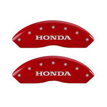 Load image into Gallery viewer, MGP 4 Caliper Covers Engraved Front &amp; Rear Honda Red finish silver ch