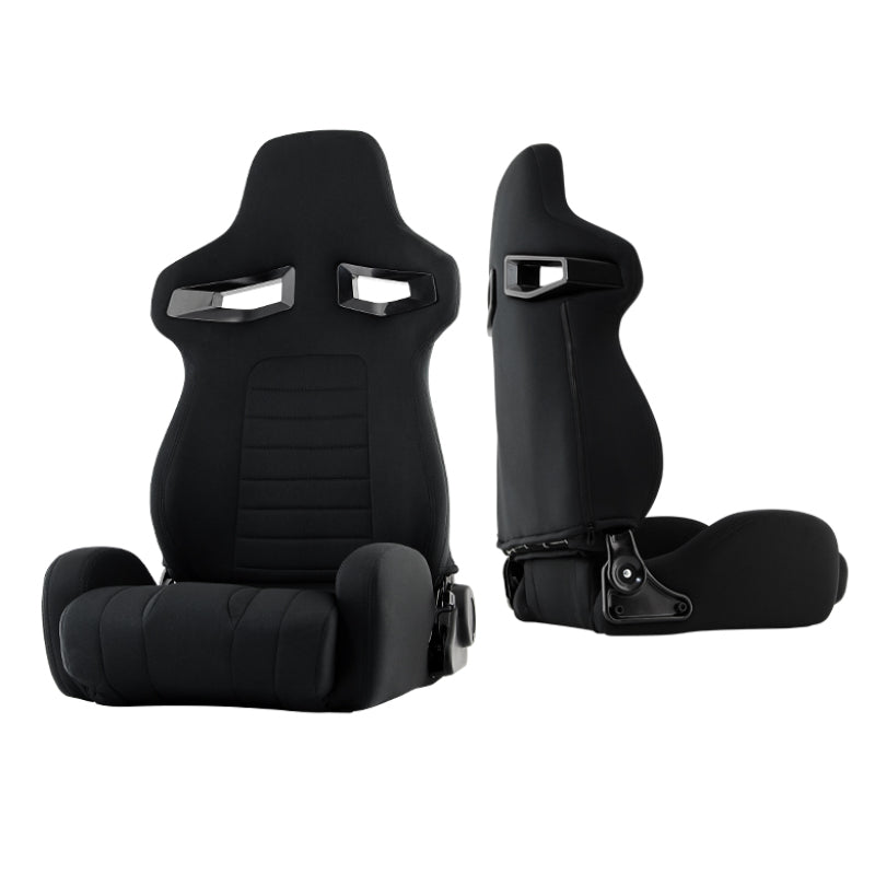 Xtune R33 Style Racing Seat Pu Sp Fabric (Double Slider) Black/Black Driver Side RST-R33-04-BK-DR