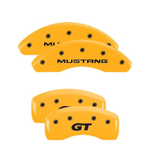 Laden Sie das Bild in den Galerie-Viewer, MGP 4 Caliper Covers Engraved Front Mustang Rear Sn95/Gt Yellow Finish Black Char 1997 Ford Mustang