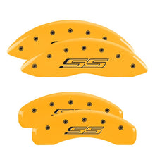 Cargar imagen en el visor de la galería, MGP 4 Caliper Covers Engraved Front &amp; Rear Gen 5/SS Yellow finish black ch