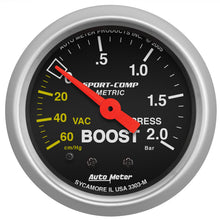 Laden Sie das Bild in den Galerie-Viewer, Autometer Sport-Comp 52mm 60cm/HG -2.0 Bar Mechanical Boost Gauge