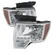 Charger l&#39;image dans la galerie, Xtune Ford F150 09-14 Amber Crystal LED Headlights Chrome HD-JH-FF15009-LED-AM-C