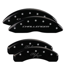 Cargar imagen en el visor de la galería, MGP 4 Caliper Covers Engraved Front Charger Rear RT Black Finish Silver Char 2016 Dodge Challenger