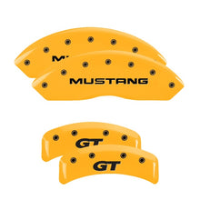 Laden Sie das Bild in den Galerie-Viewer, MGP 4 Caliper Covers Engraved Front Mustang Rear Sn95/Gt Yellow Finish Black Char 2001 Ford Mustang