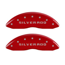 Charger l&#39;image dans la galerie, MGP Front set 2 Caliper Covers Engraved Front Silverado Red finish silver ch