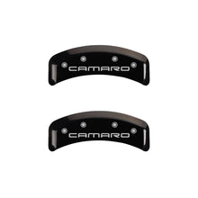 Load image into Gallery viewer, MGP 4 Caliper Covers Engraved Front &amp; Rear Gen 4/Camaro Black finish silver ch