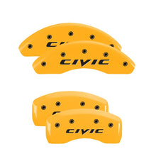 गैलरी व्यूवर में इमेज लोड करें, MGP 4 Caliper Covers Engraved Front &amp; Rear Mgp Yellow Finish Black Char 2017 Honda Civic