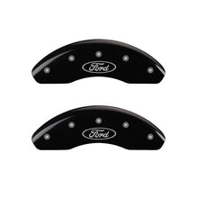 Charger l&#39;image dans la galerie, MGP Front set 2 Caliper Covers Engraved Front Oval logo/Ford Black finish silver ch