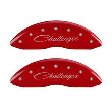 Laden Sie das Bild in den Galerie-Viewer, MGP 4 Caliper Covers Engraved Front Cursive/Challenger Engraved Rear RT Red finish silver ch