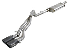 Laden Sie das Bild in den Galerie-Viewer, aFe Rebel Series Cat-Back 2.5in Dual Center Exit SS Exhaust w/ Black Tips 07-14 Jeep Wrangler V6