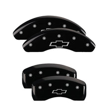 Cargar imagen en el visor de la galería, MGP 4 Caliper Covers Engraved Front &amp; Rear Bowtie Black Finish Silver Char 2019 Chevrolet Malibu